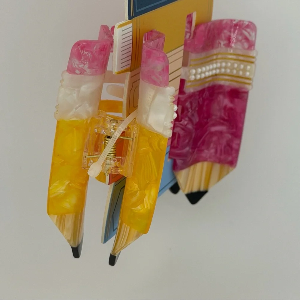 Piper K Back to School Themed Pencil Claw Hair Clip - Set of 2